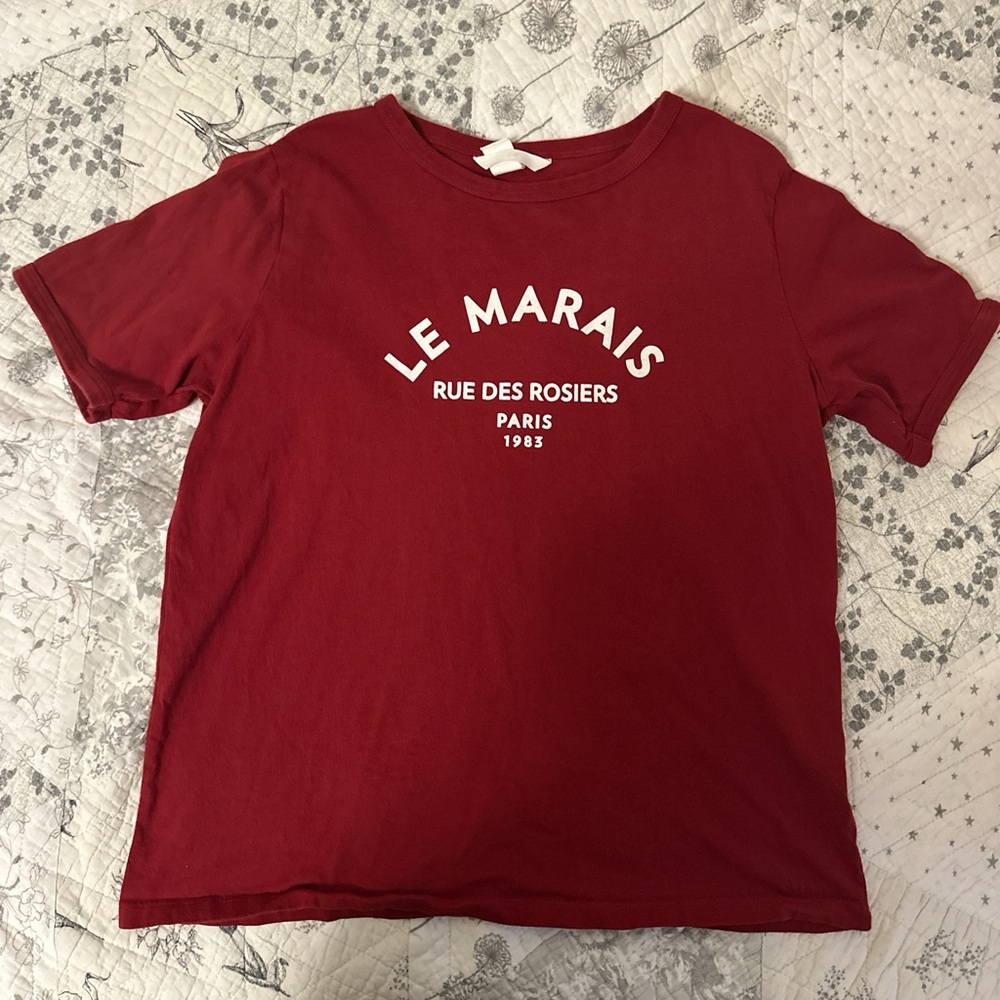 H&M Red Short Sleeve Tee Casual Crew Neck